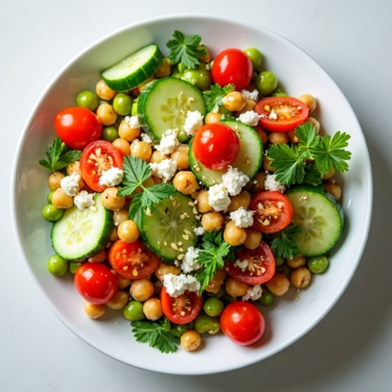 Crunchy Chickpea & Fresh Veggie Salad with Lemon-Herb Dressing