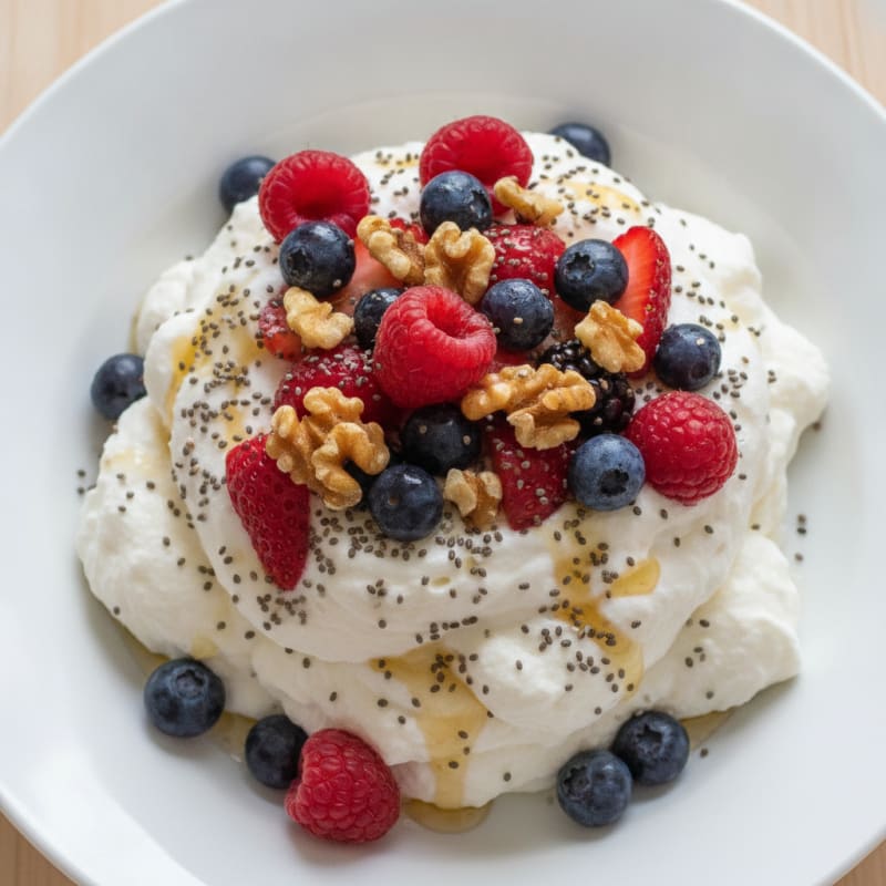 Greek Yogurt Protein Mousse with Mixed Berries