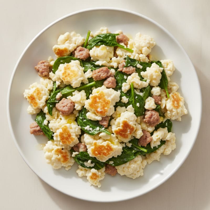 Egg White and Turkey Sausage Scramble with Spinach