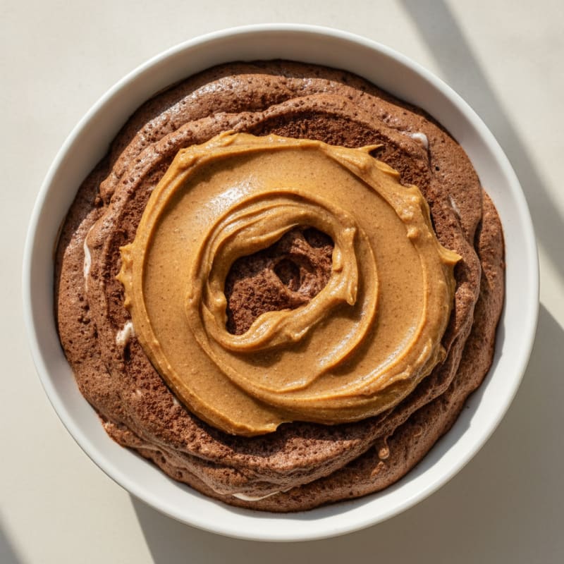Chocolate Protein Mousse with Peanut Butter Swirl