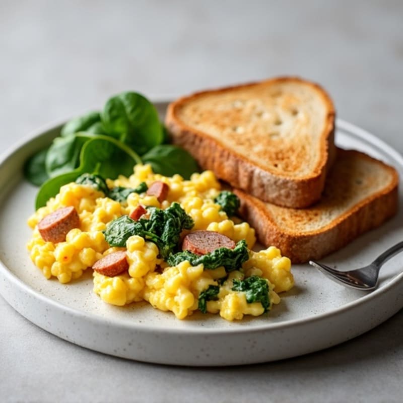 Egg White Scramble with Spinach and Turkey Sausage