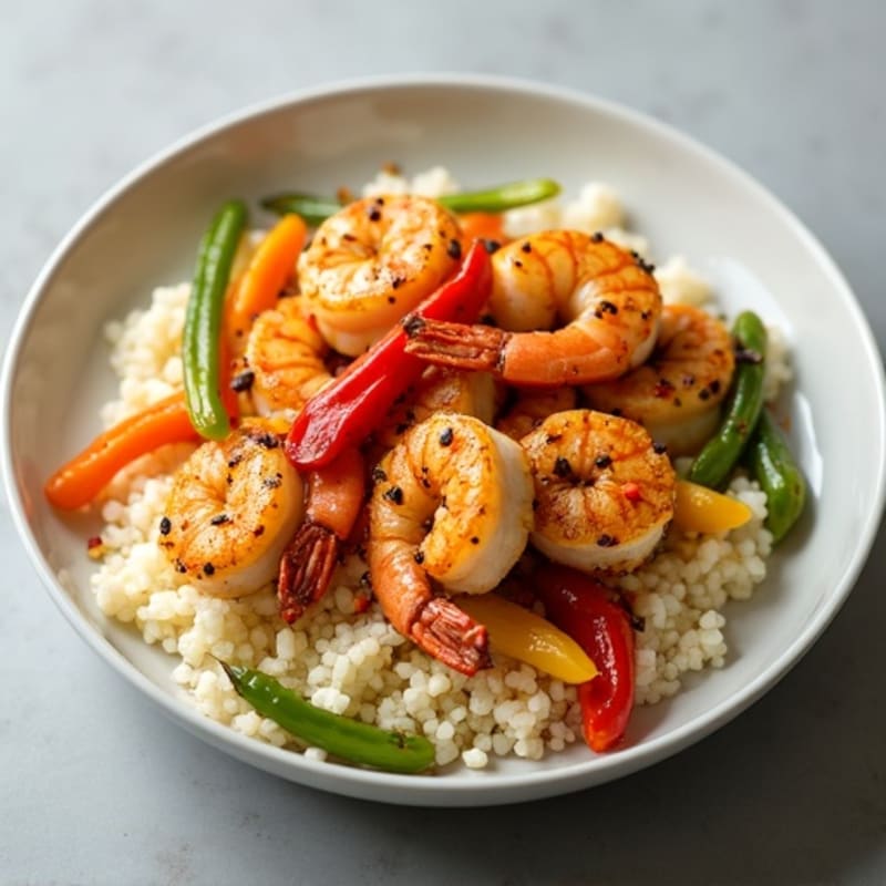 Spicy Shrimp and Chicken Cauliflower Rice Skillet