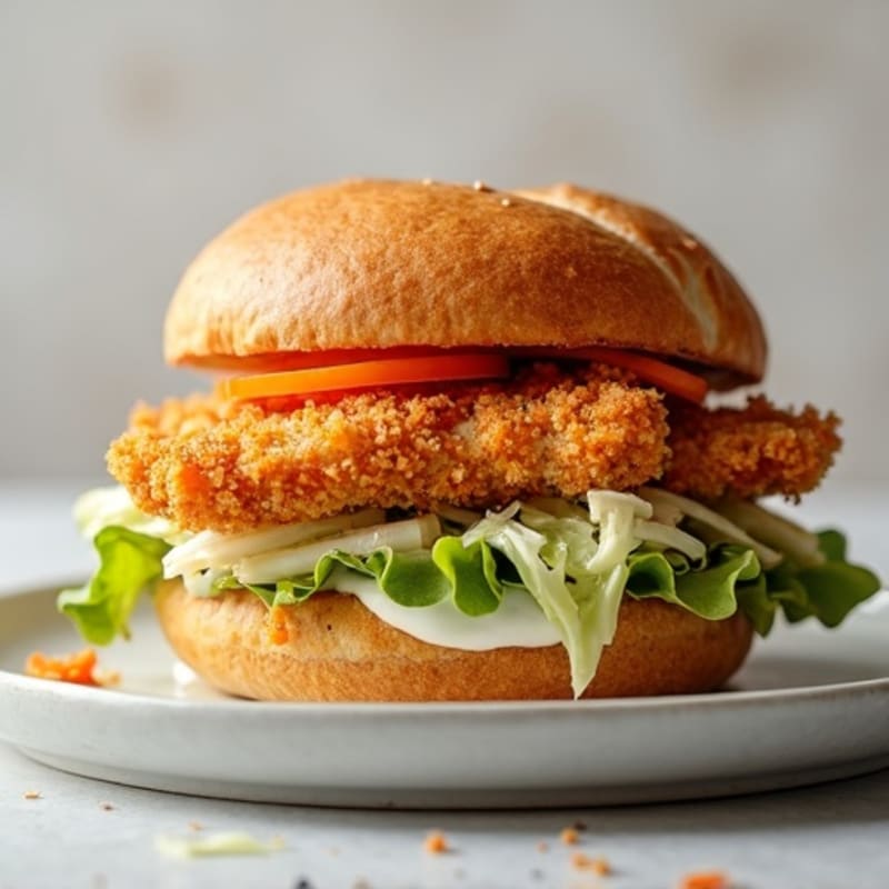 Crispy Baked Chicken Sandwich with Greek Yogurt Slaw