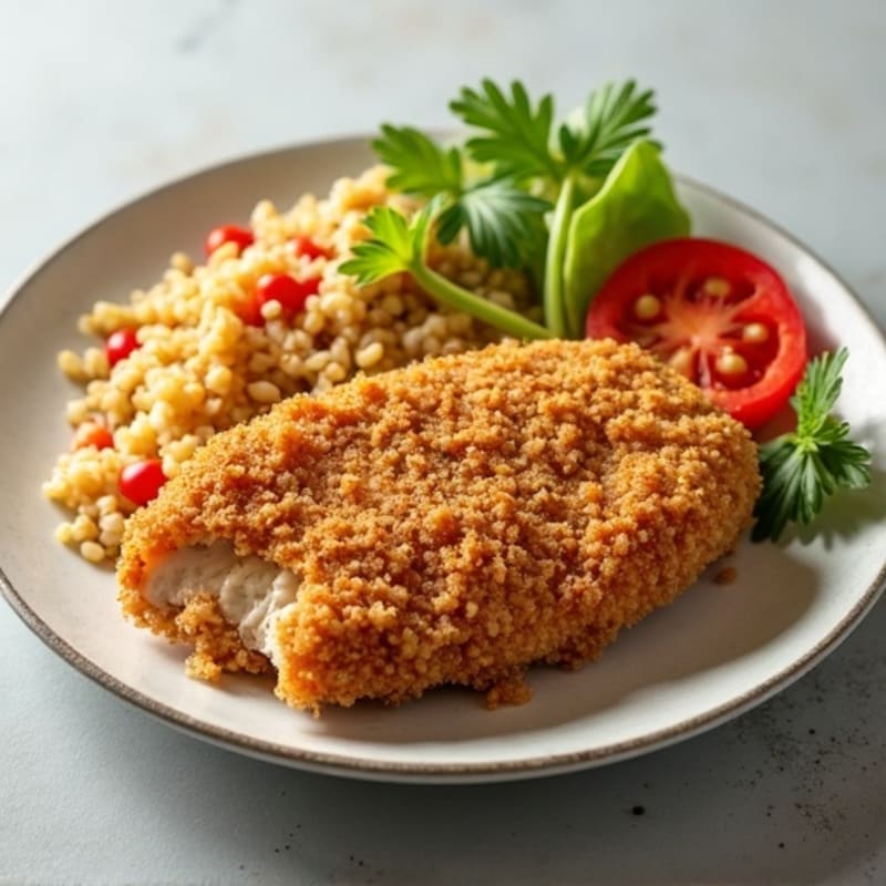 Crispy Chicken with Fresh Veggie Brown Rice