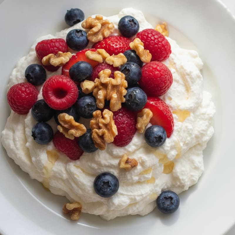 Greek Yogurt Protein Mousse with Mixed Berries