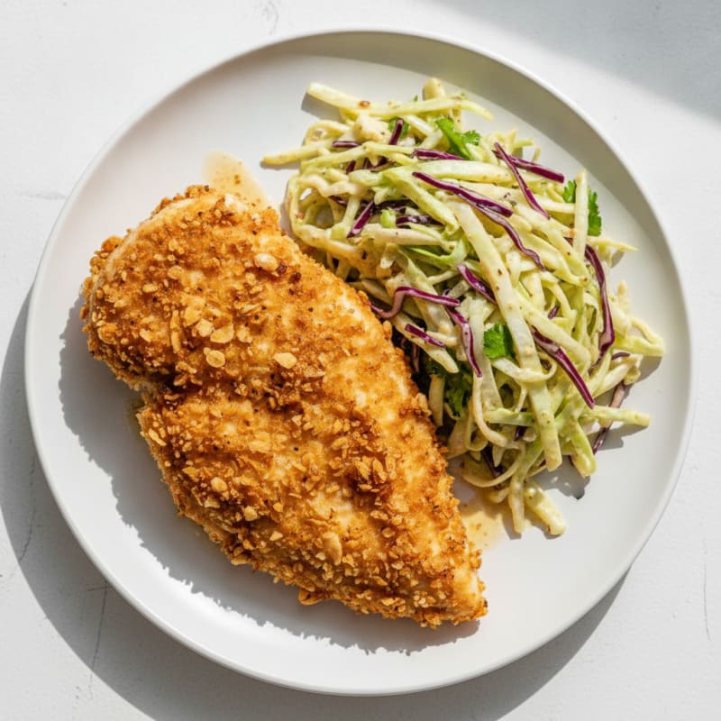 Crispy Buttermilk Fried Chicken with Tangy Coleslaw