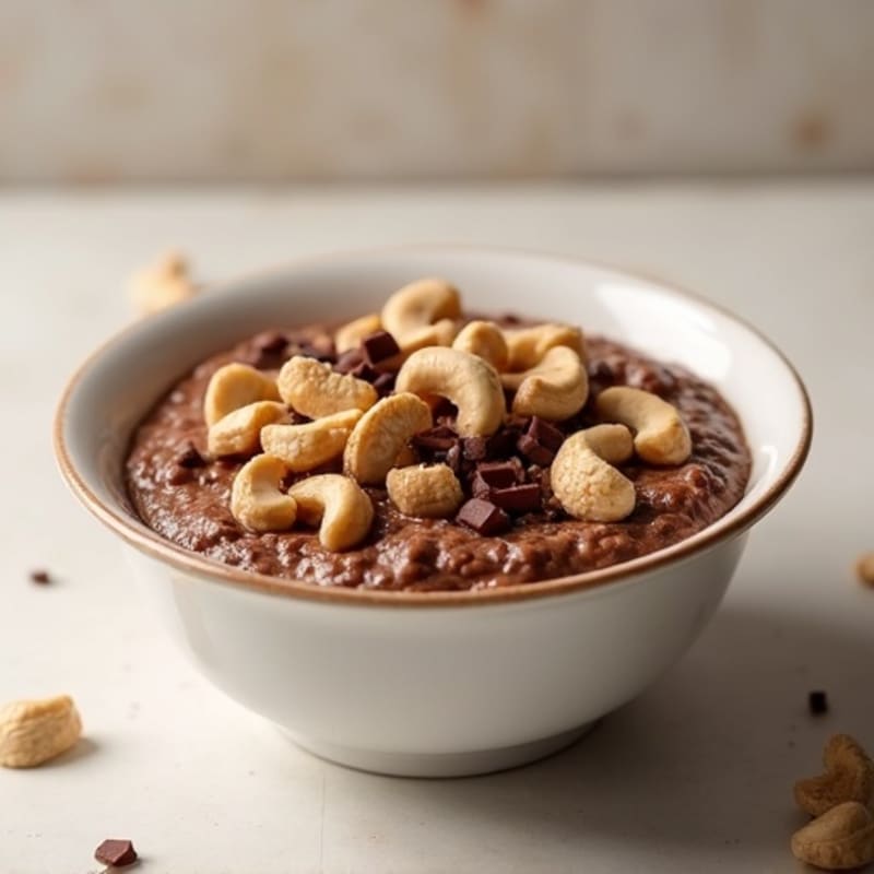 Chocolate Protein Oatmeal with Cashews