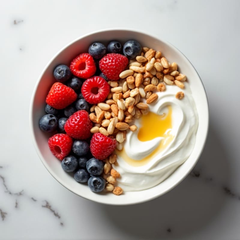 Creamy Greek Yogurt Bowl with Mixed Nuts and Fresh Berries