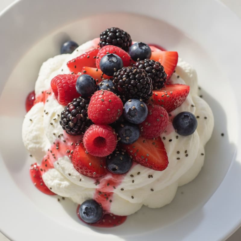 Greek Yogurt Protein Mousse with Mixed Berries