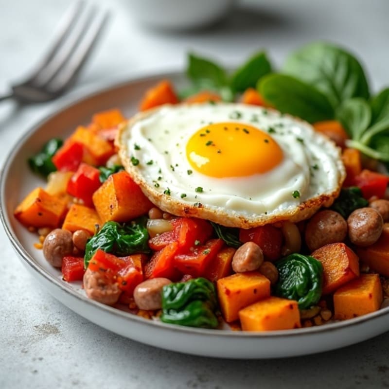 Protein-Packed Sweet Potato Hash with Eggs