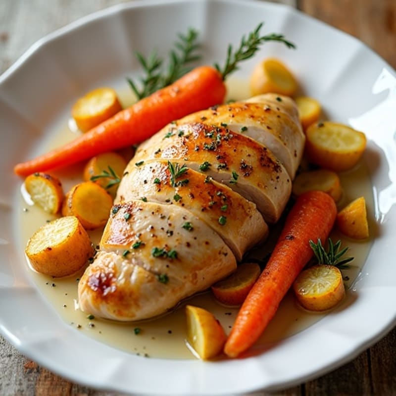 Lemon-Herb Roasted Chicken with Crispy Roasted Root Vegetables