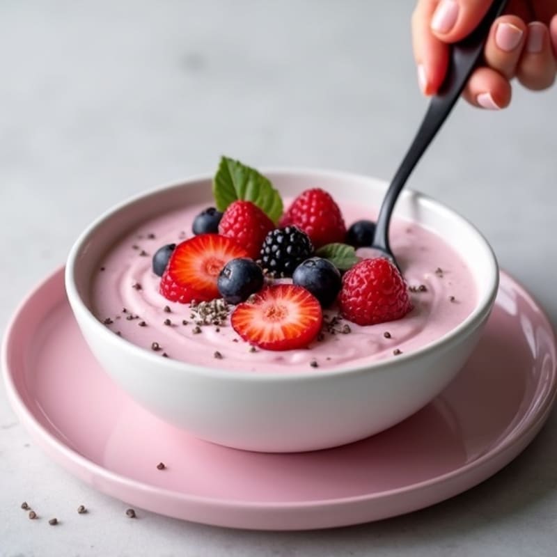 Silky Greek Yogurt Protein Pudding with Mixed Berries