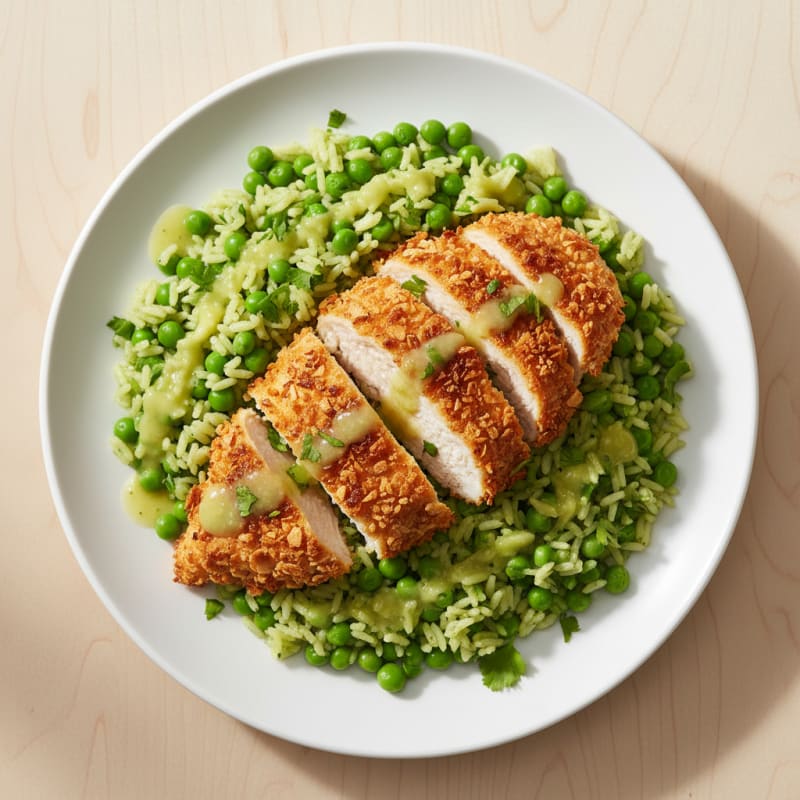 Crispy Breaded Chicken with Zesty Rice