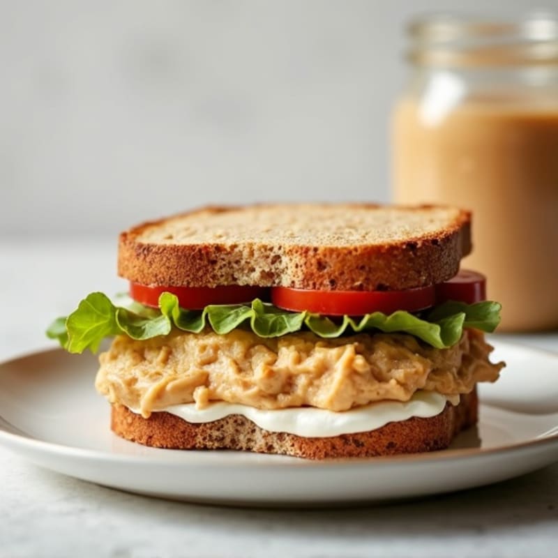 Creamy Peanut Butter and Protein Fluff Whole Grain Sandwich