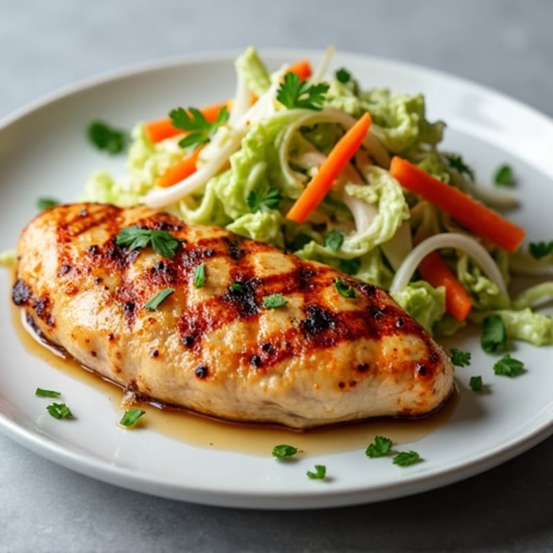 Grilled Chicken Breast with Crunchy Cabbage Slaw