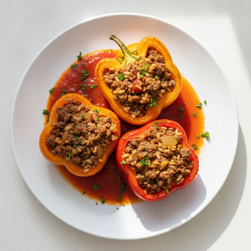 Beef and Rice Stuffed Bell Peppers