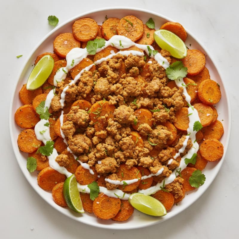 Baked Chili-Lime Carrot Chip Nachos