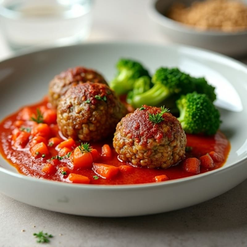 Hearty Lentil Meatballs with Roasted Broccoli and Marinara