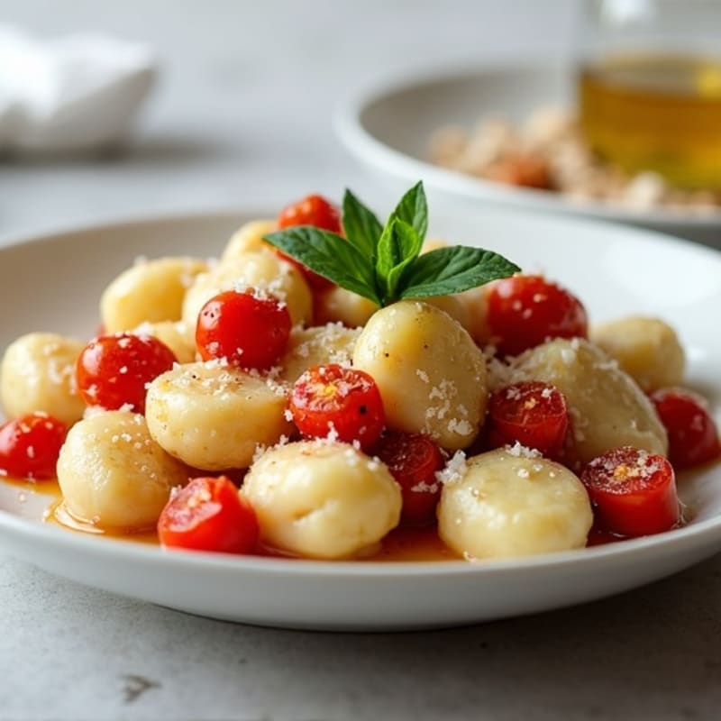 Fresh Ricotta Gnocchi with Blistered Tomatoes and Basil