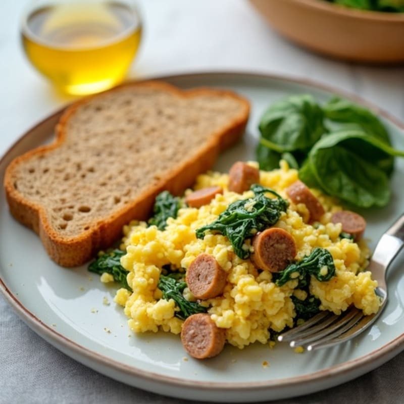 Egg White and Turkey Sausage Scramble with Spinach