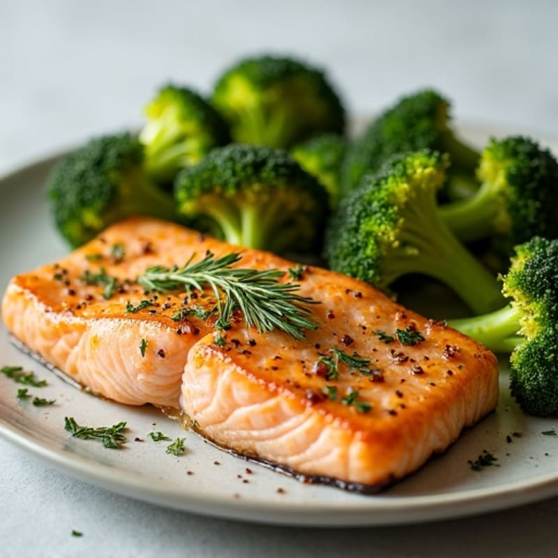 Lemon Herb Roasted Salmon with Crispy Roasted Broccoli