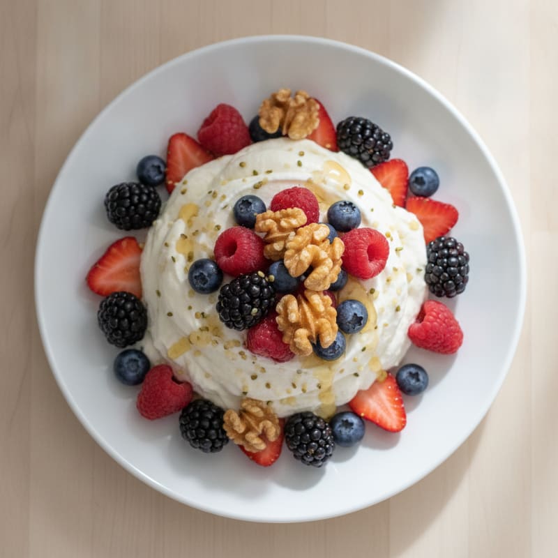 Silky Greek Yogurt Protein Mousse with Mixed Berries