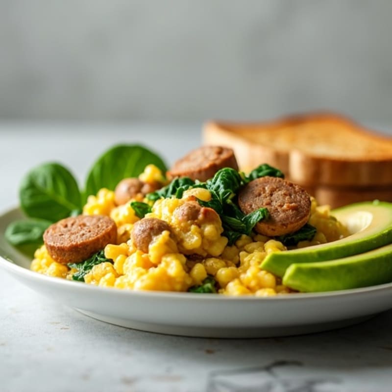 Egg White and Turkey Sausage Scramble with Spinach