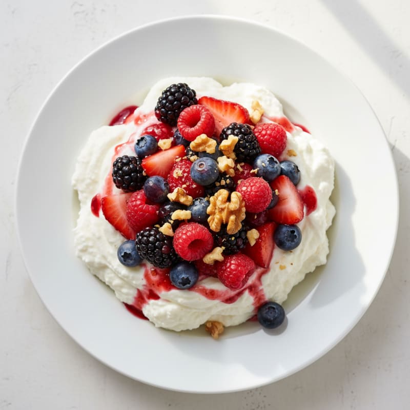 Silky Greek Yogurt Protein Mousse with Mixed Berries