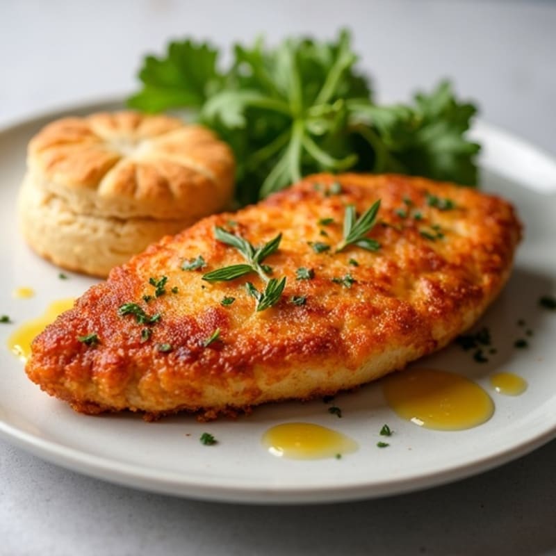 Crispy Baked Chicken with Savory Whole Wheat Biscuits