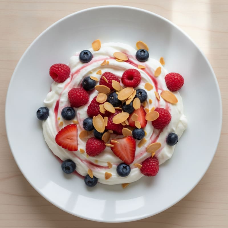 Greek Yogurt Protein Mousse with Mixed Berries
