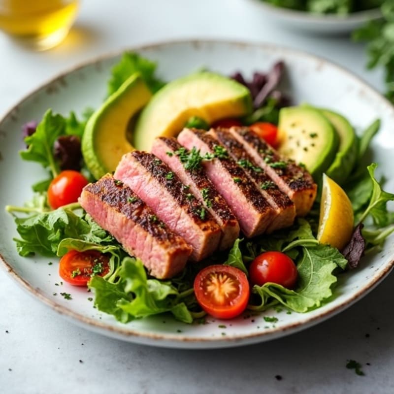 Seared Tuna and Avocado Salad with Lemon Vinaigrette