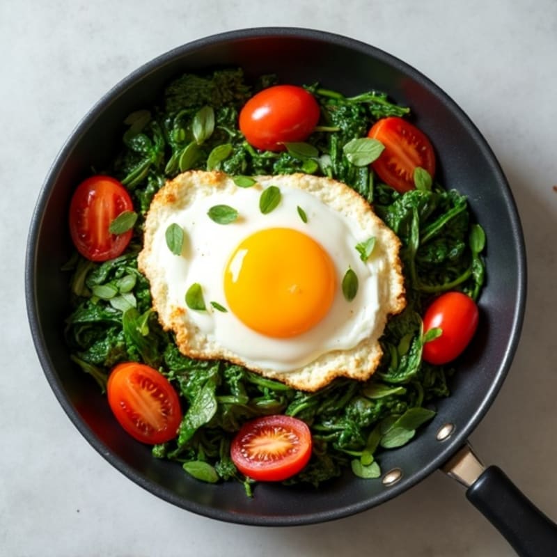 Cottage Cheese Scramble with Sautéed Spinach and Tomatoes