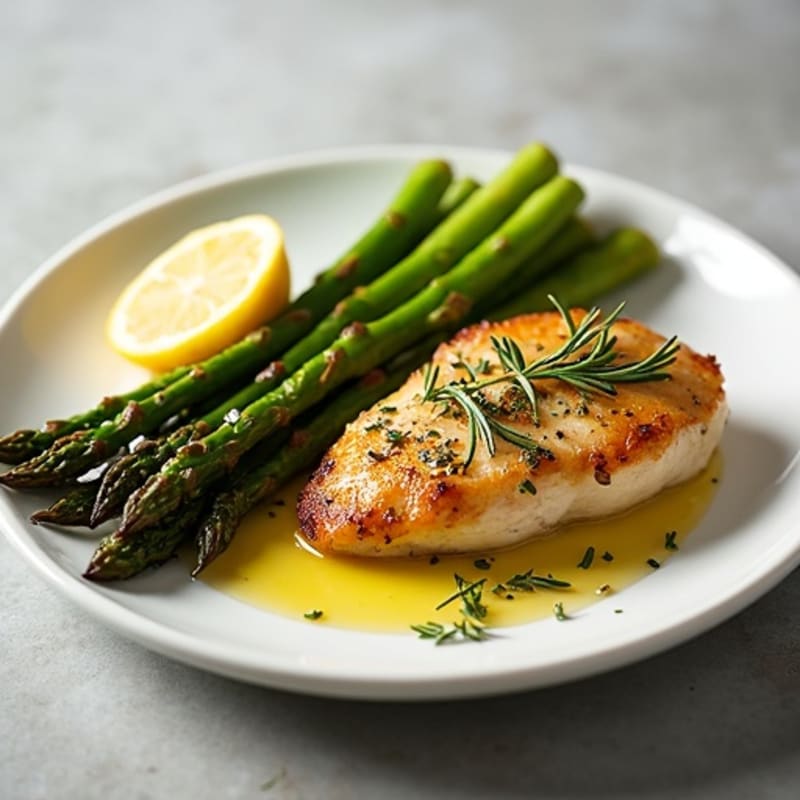 Lemon Herb Roasted Chicken with Crispy Roasted Asparagus