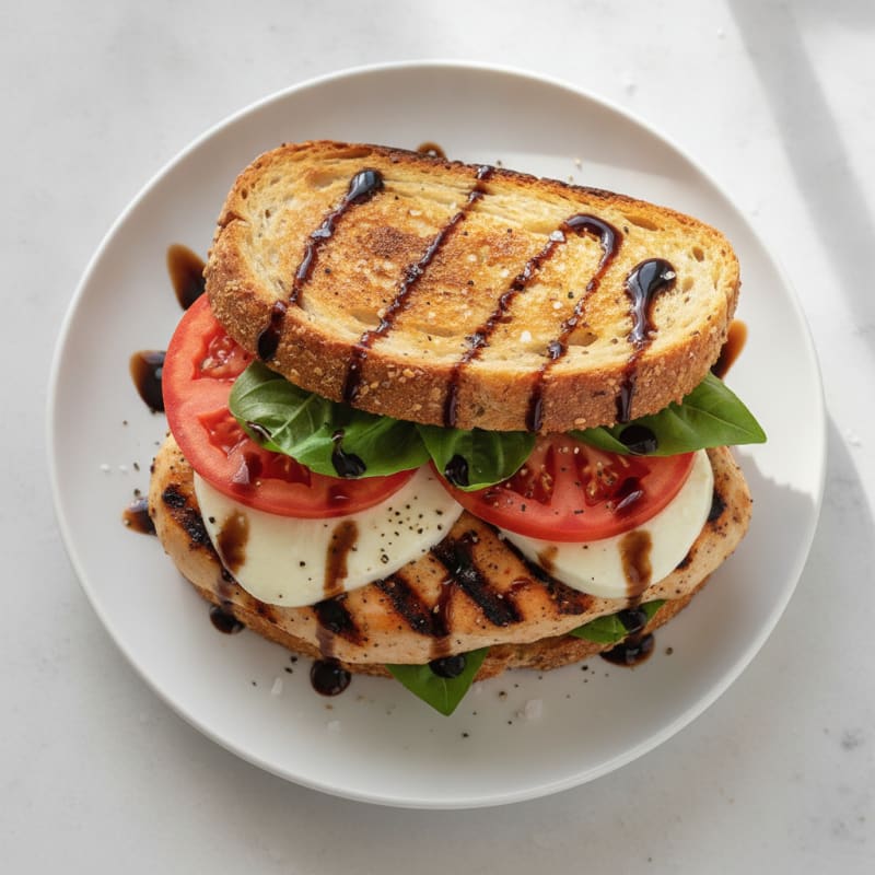 Grilled Caprese Chicken Sandwich with Balsamic Glaze