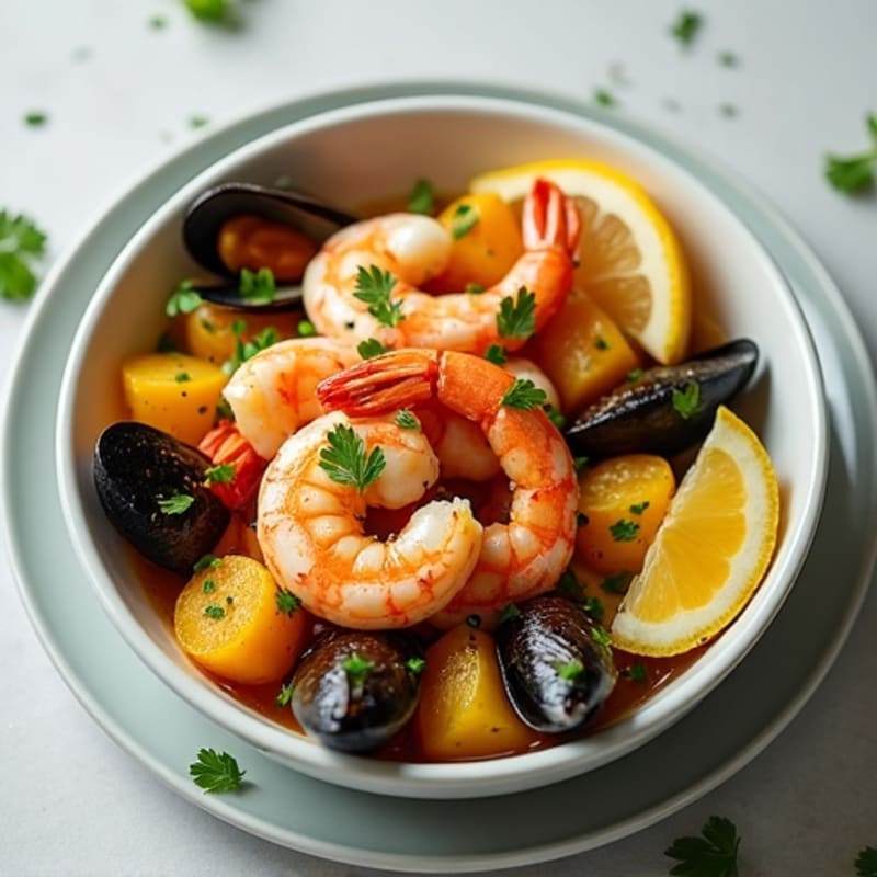 Fresh Seafood Boil with Lemon and Herbs