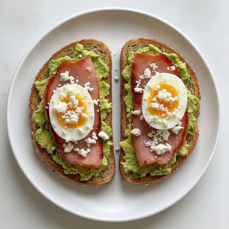 Egg and Ham Toast with Avocado Spread