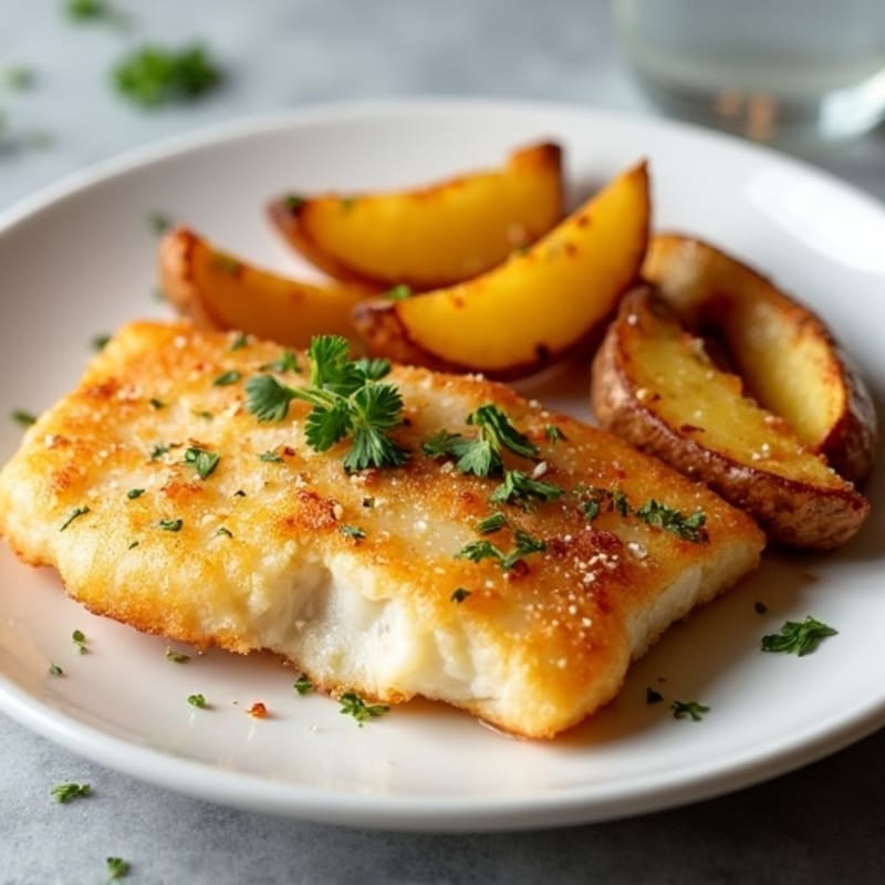 Crispy Baked Cod with Roasted Potato Wedges