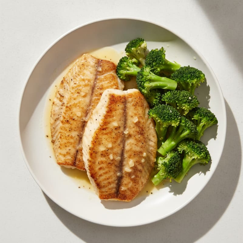 Seared Tilapia with Steamed Broccoli
