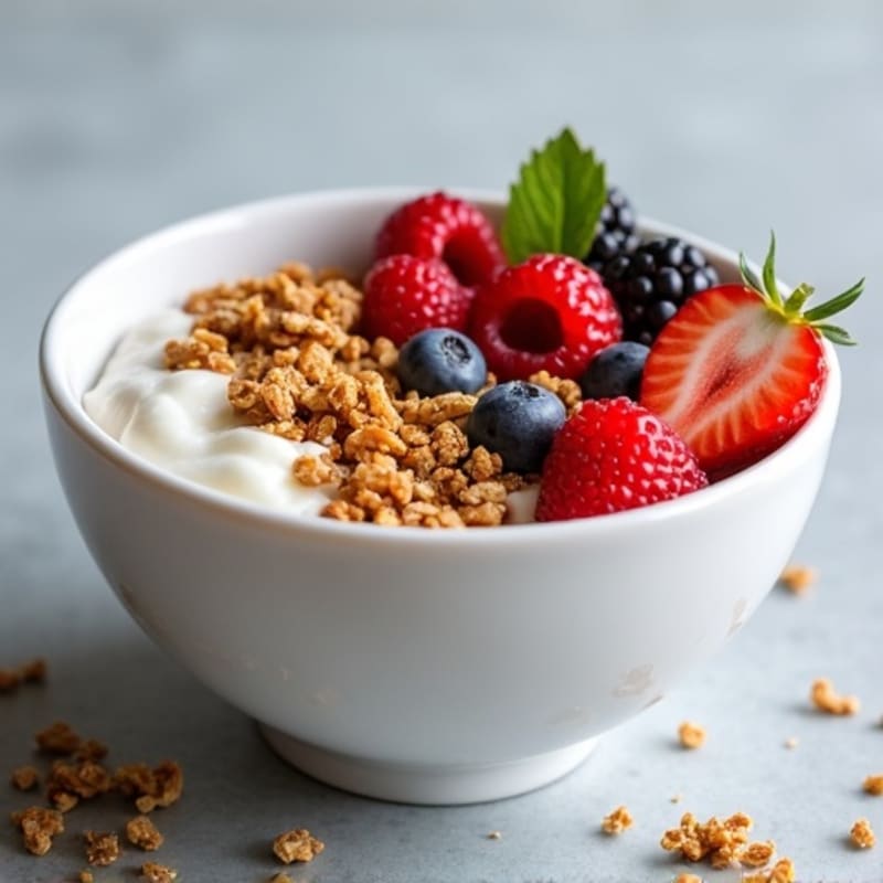 Creamy Greek Yogurt Bowl with Protein Granola and Berries