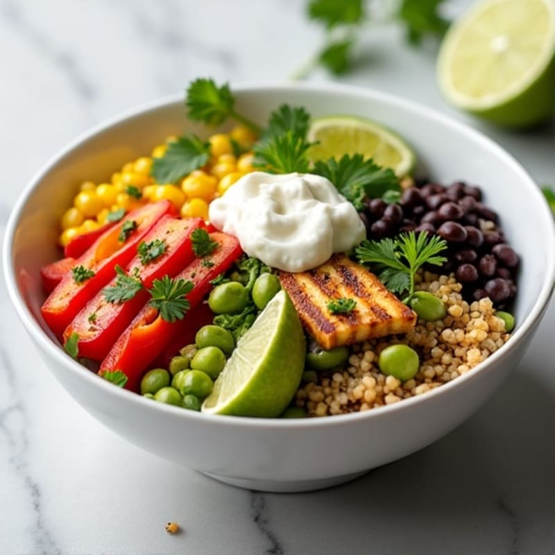 Cilantro-Lime Black Bean Bowl with Roasted Corn