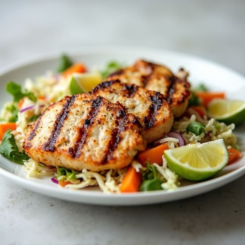 Grilled Chicken Breast with Crunchy Cabbage Slaw