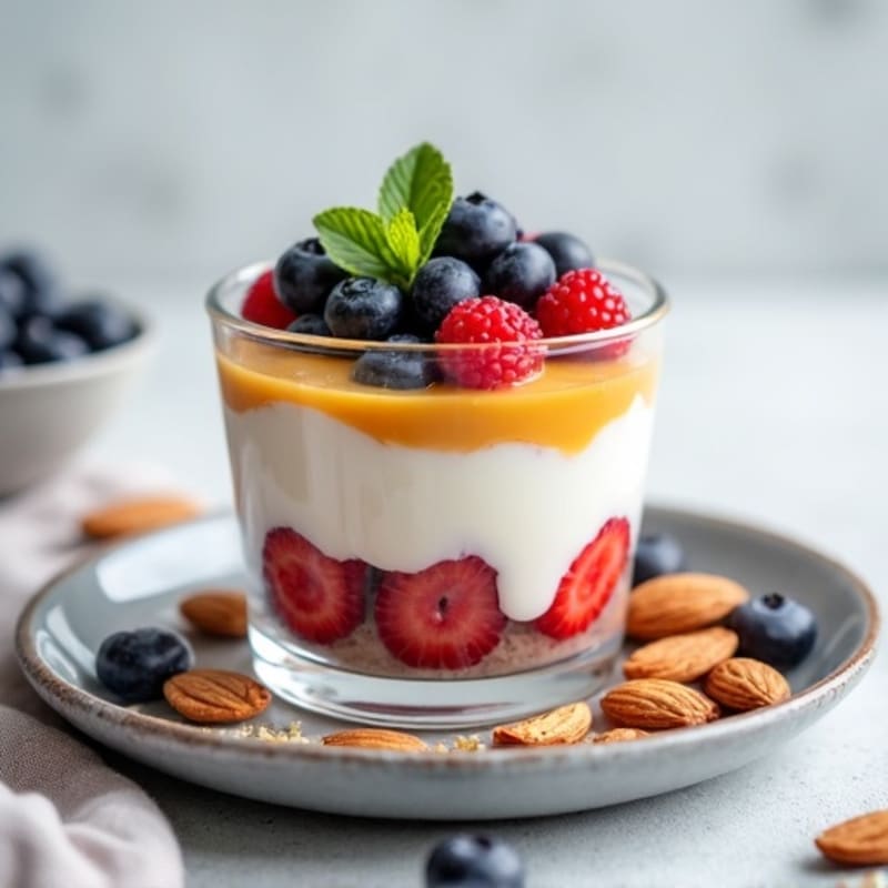 Greek Yogurt Protein Parfait with Berries and Almonds