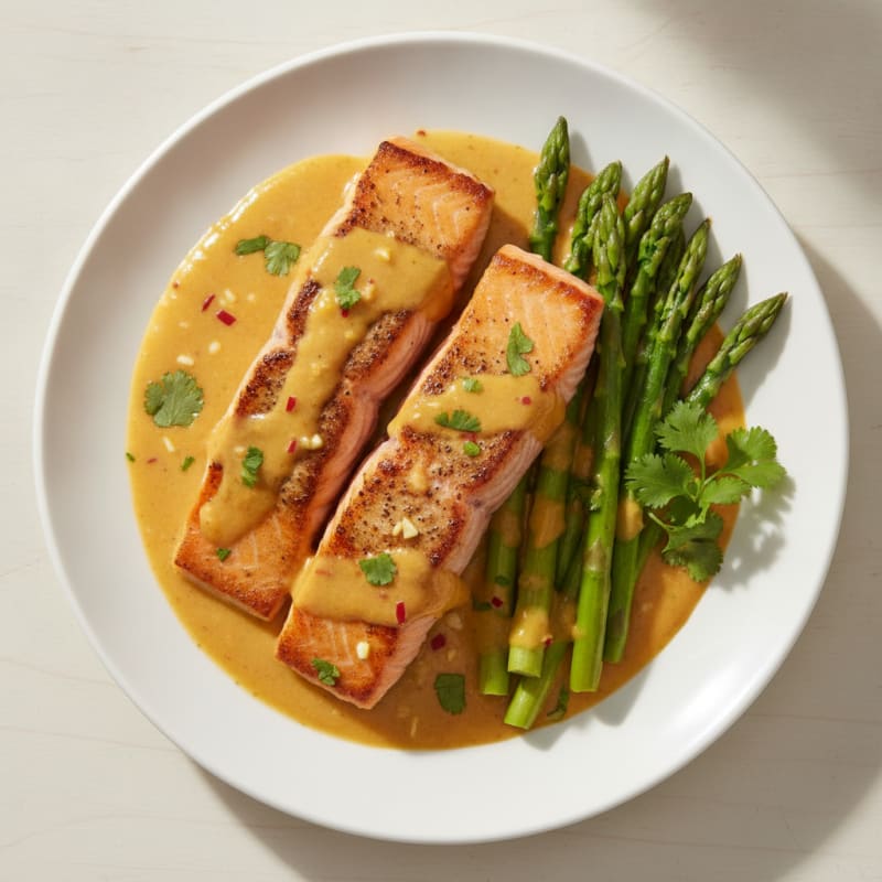 Pan-Seared Salmon with Creamy Mango Sauce