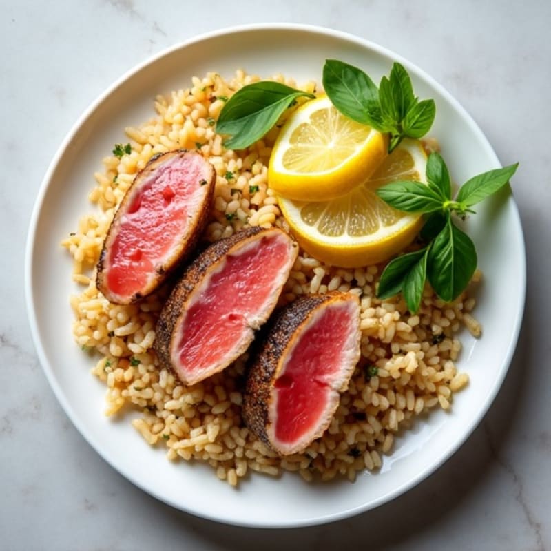 Fresh Tuna with Lemon Herb Brown Rice