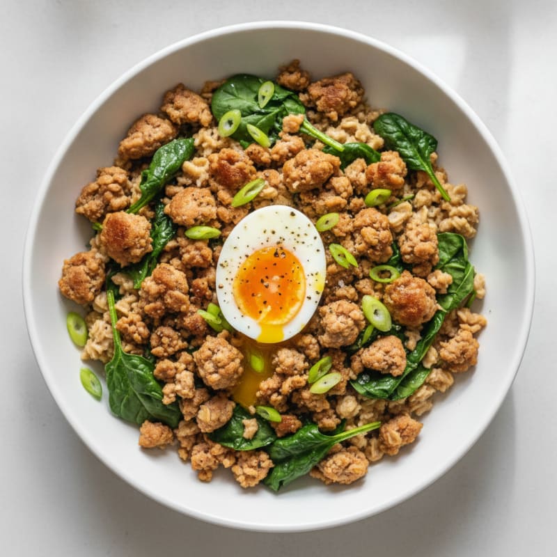 Hearty Turkey Sausage and Egg Oatmeal Bowl