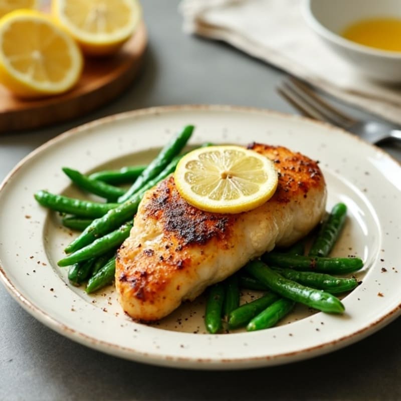 Lemon-Garlic Pan-Seared Chicken with Tender Green Beans