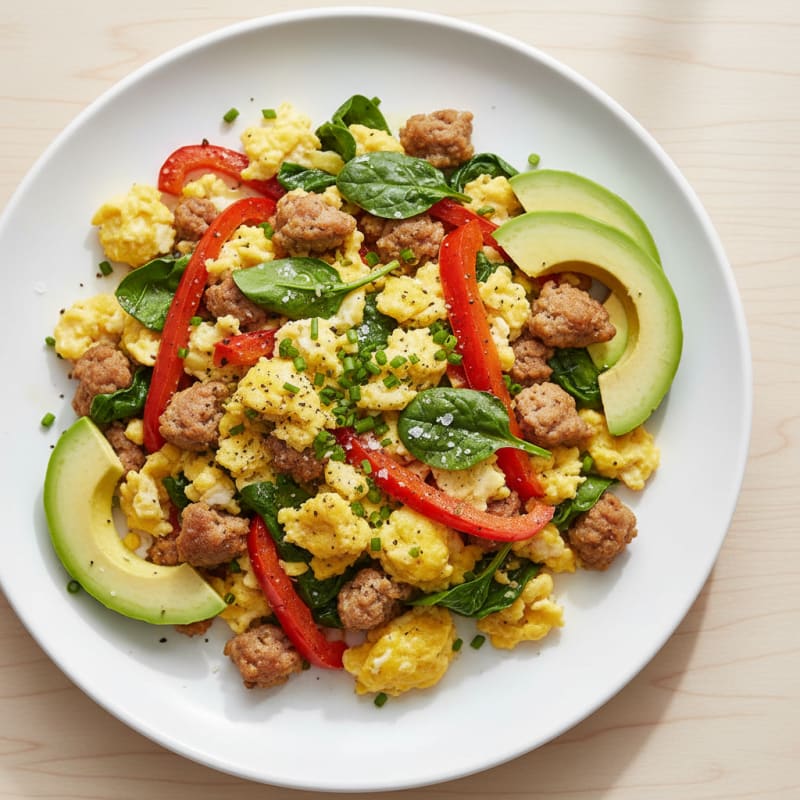 Hearty Egg and Veggie Scramble with Savory Sausage