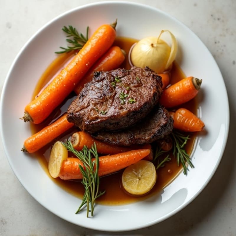 Garlic-Herb Braised Beef Pot Roast with Root Vegetables