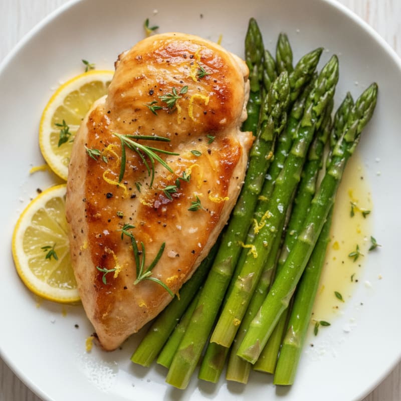 Lemon Herb Baked Chicken and Asparagus