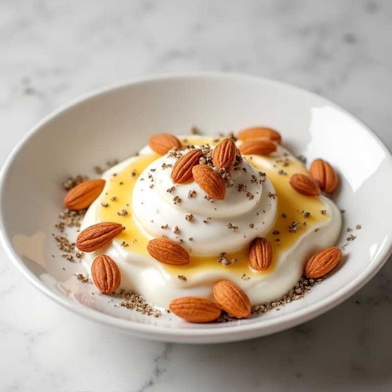 Greek Yogurt with Sliced Almonds and Chia Seeds